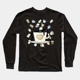 Sleepy Coffee Cat Long Sleeve T-Shirt